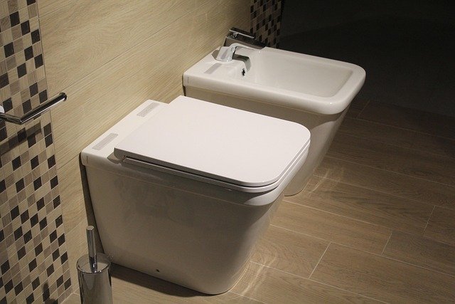 Cleaning toilet bowl with brush